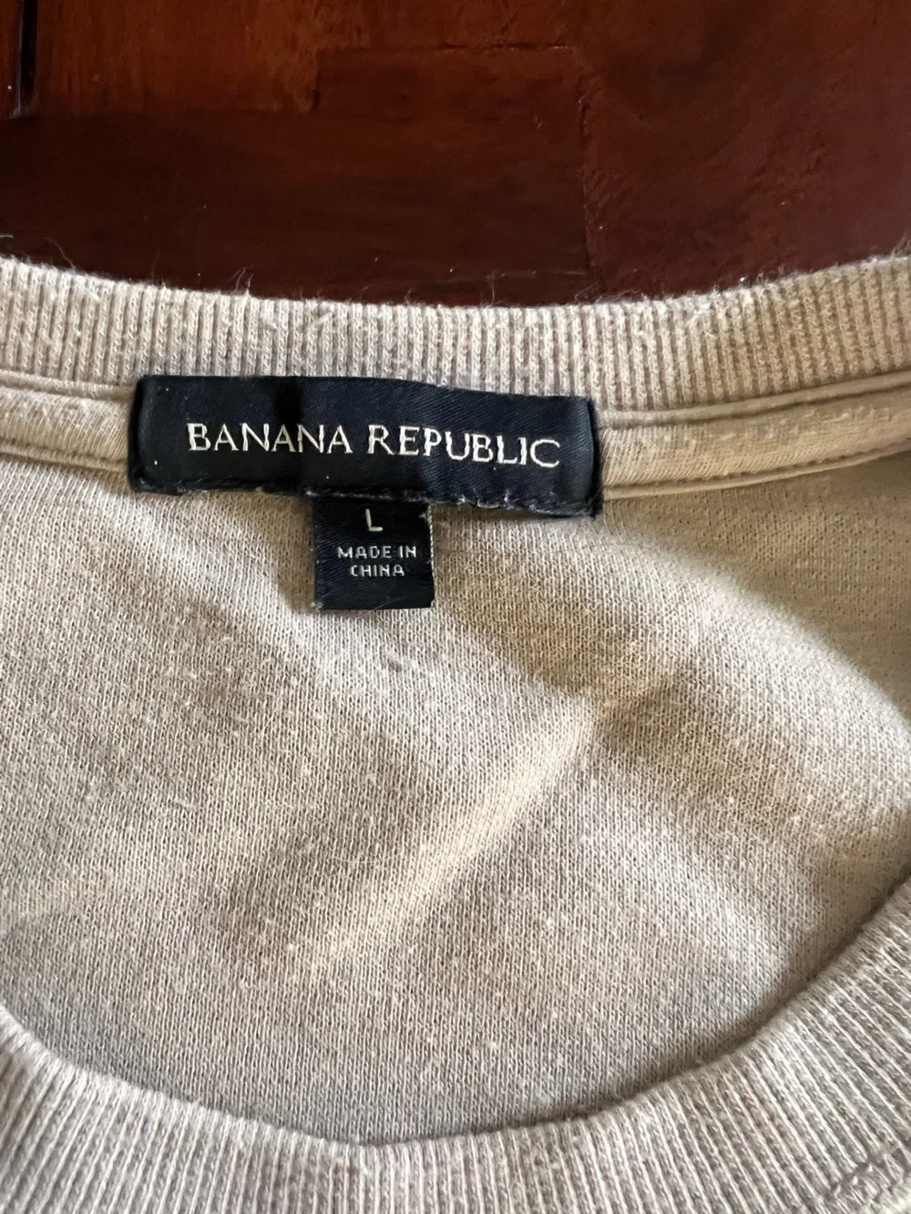 Banana Republic Men's Long-Sleeve Crewneck Shirt in Cream | Large